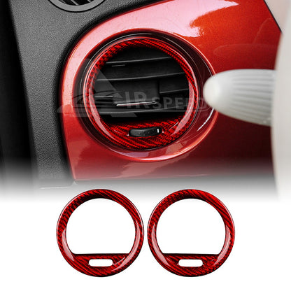 Red Carbon Fiber Center Side Air Outlet Frame Cover for Abarth 595 595C 2012-15 - product view