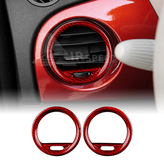 Red Carbon Fiber Center Side Air Outlet Frame Cover for Abarth 595 595C 2012-15 - product view