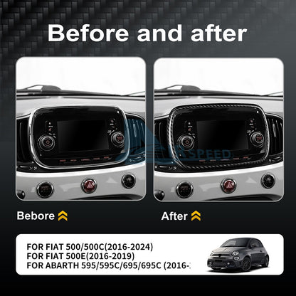 Car Center Navigation Frame Cover Carbon Fiber for FIAT 500 Abarth 595 2016-2024 - detail view 4
