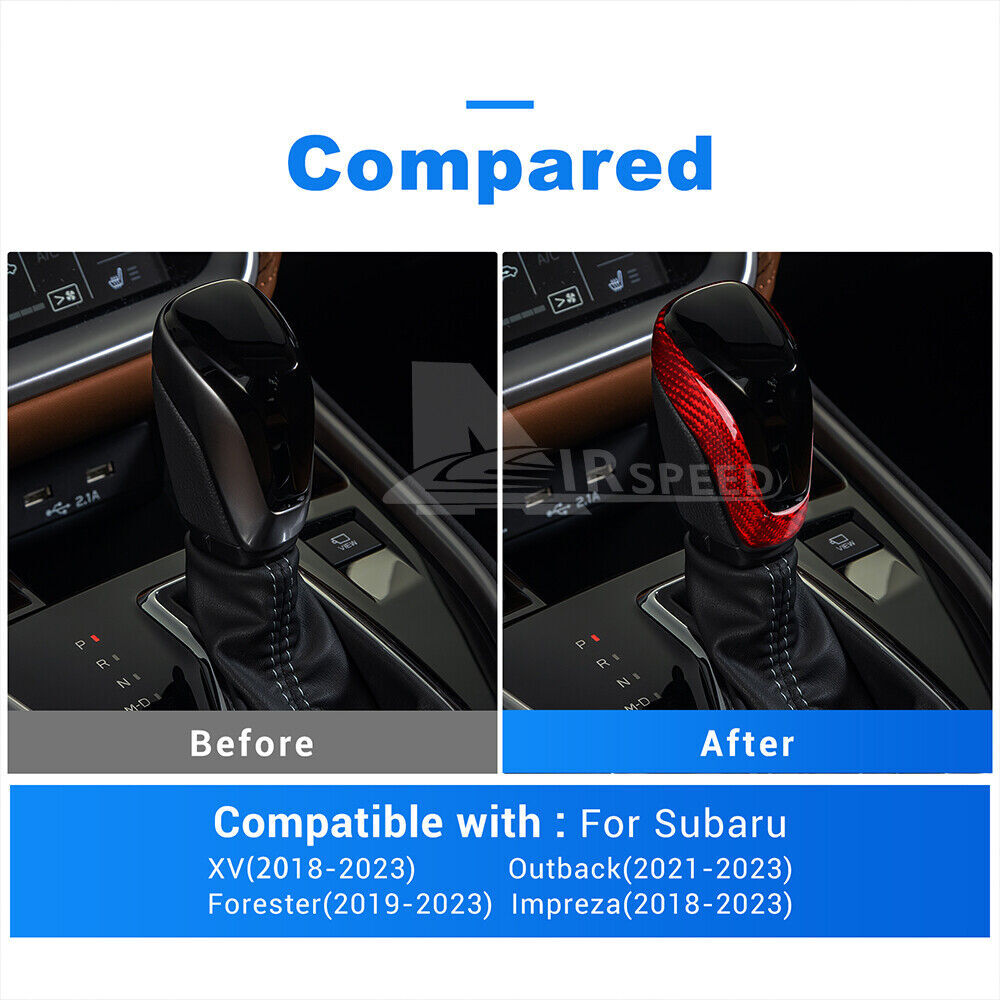 Real Carbon Fiber Gear Shift Knob Cover Trim for Subaru Forester Impreza Outback - detail view