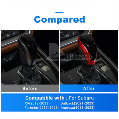 Real Carbon Fiber Gear Shift Knob Cover Trim for Subaru Forester Impreza Outback - detail view