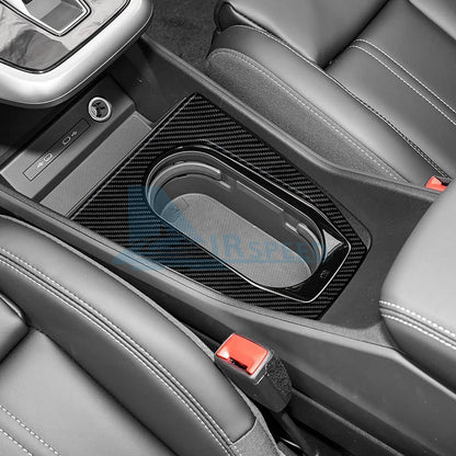 Carbon Fiber Car Center Water Cup Frame Sticker For Audi Q4 E-Tron 2021-2025（U.S. Stock）