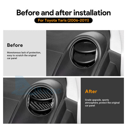 For Toyota Yaris 2006-2011 Dashboard Side Air Vent Outlet Stickers Carbon Fiber（U.S. Stock）