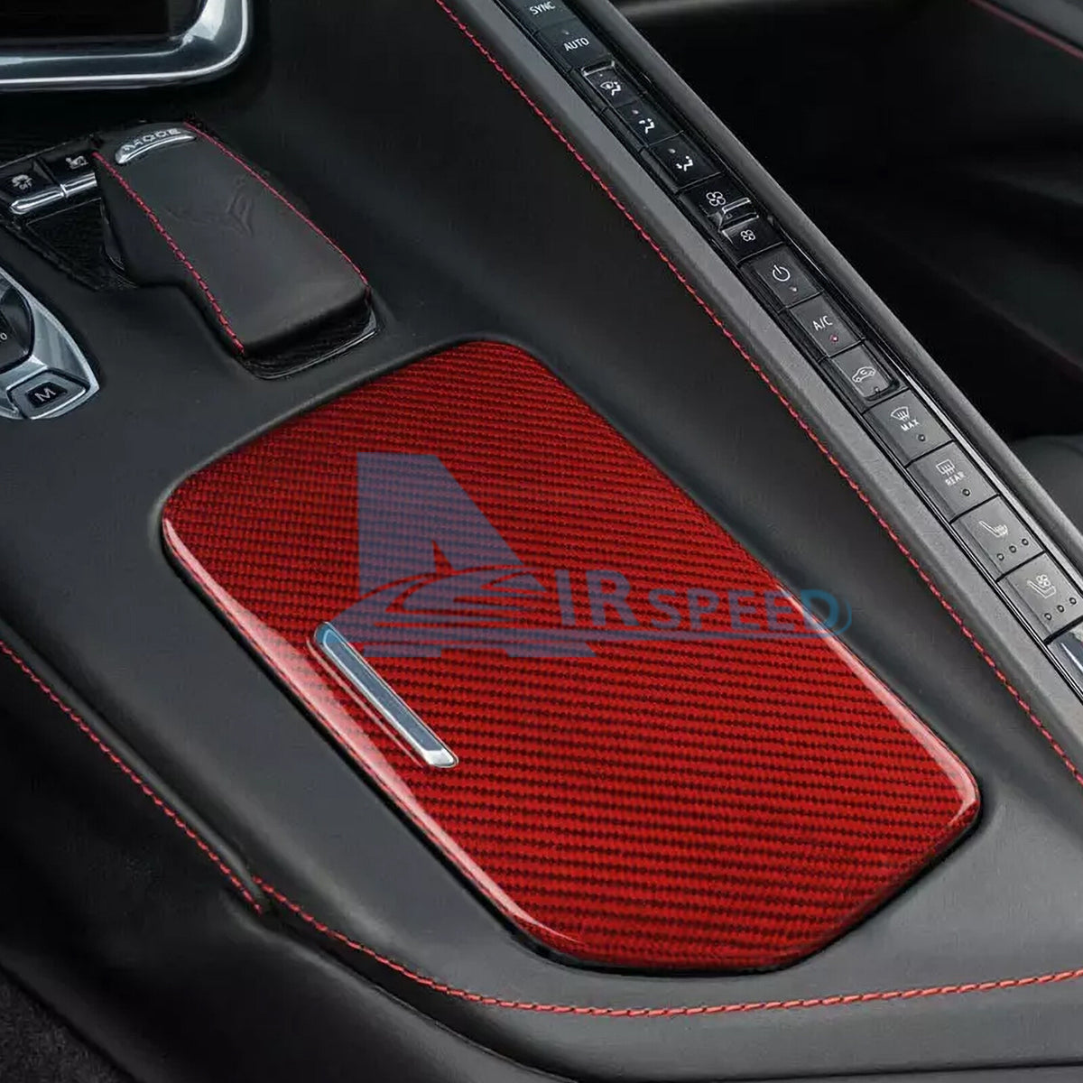 For Corvette C8 20-2024 REAL HARD Carbon Fiber Center Water Cup Holder Cover RED