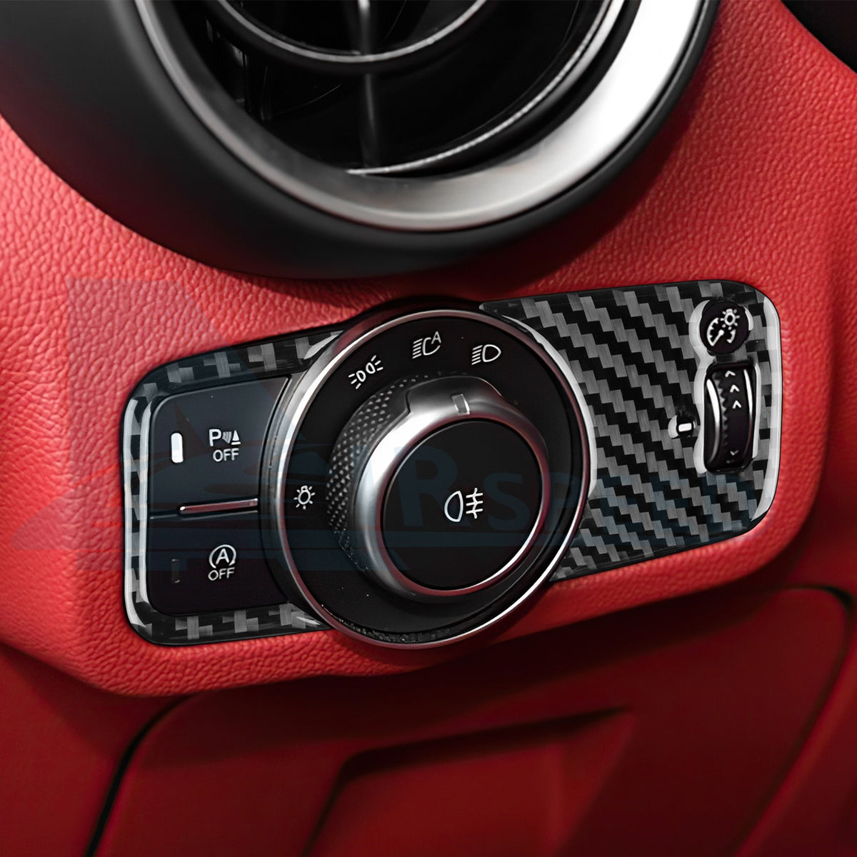 For Alfa Romeo Giulia 15-2016 Headlight Switch Button Frame Sticker Carbon Fiber（U.S. Stock）
