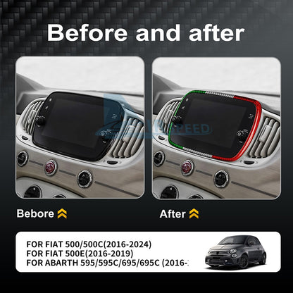 For FIAT 500 Abarth 595 16-24 Navigation Frame Cover Carbon Fiber Italian Color - detail view 4