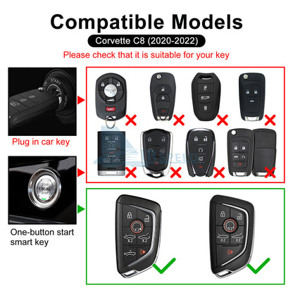 REAL HARD Carbon Fiber Black Car Key Case Key Shell For Corvette C8 2020-2023