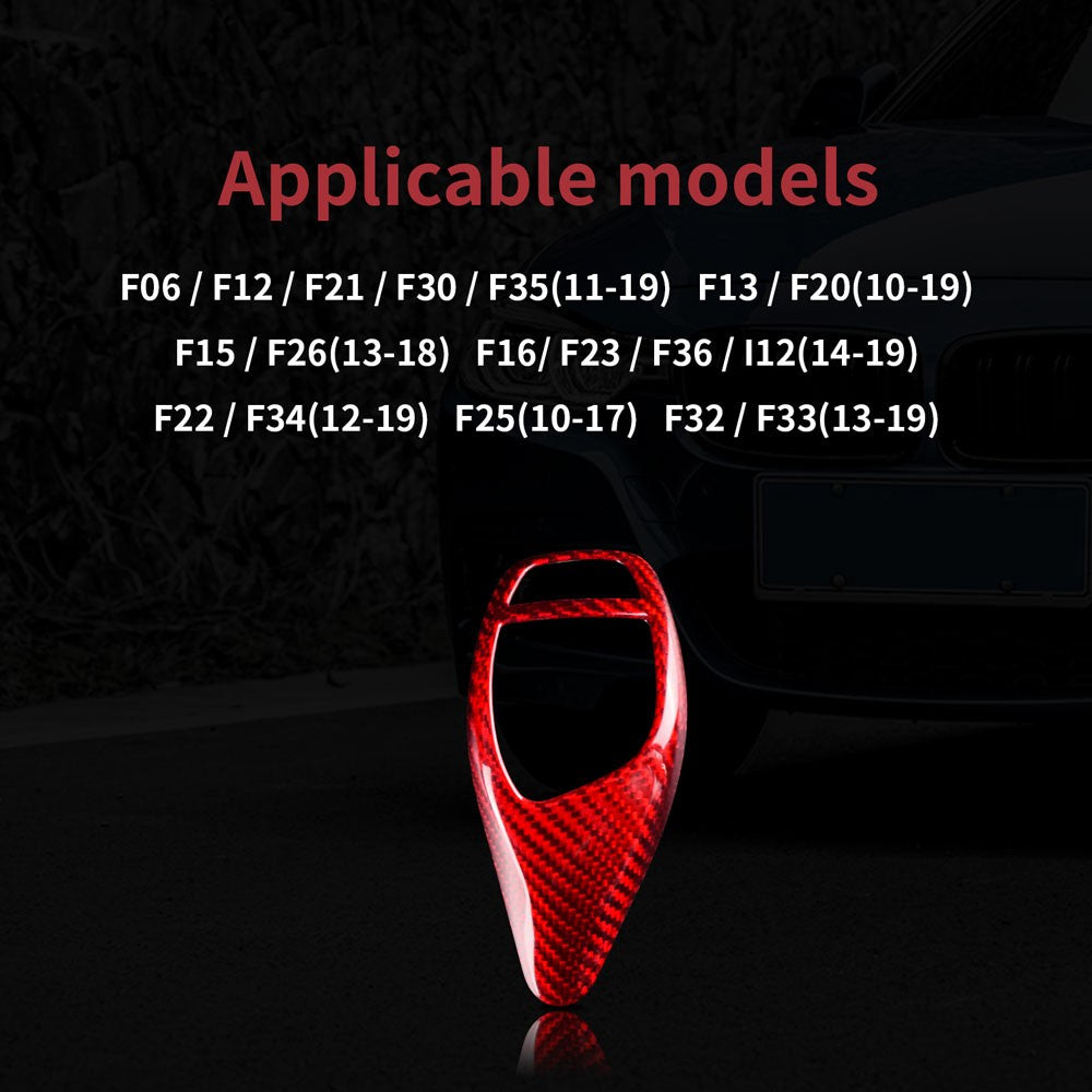 For BMW F30 Red Hard Carbon Fiber Gear Shift Knob B Type Universal Fit - detail view 3