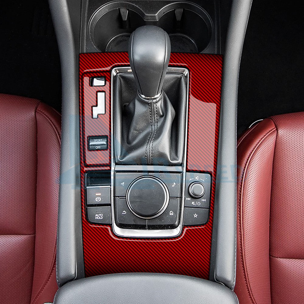 For Mazda 3 Axela 2019-2025 Carbon Fiber Red Center Gear Shift Panel Sticker