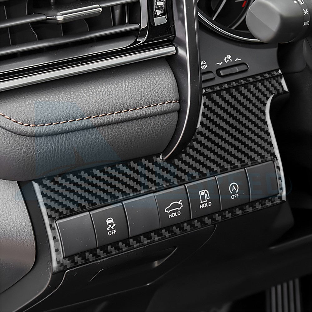 Black Car Headlight Switch Panel Sticker Carbon Fiber For Toyota Camry 2018-2024（U.S. Stock）