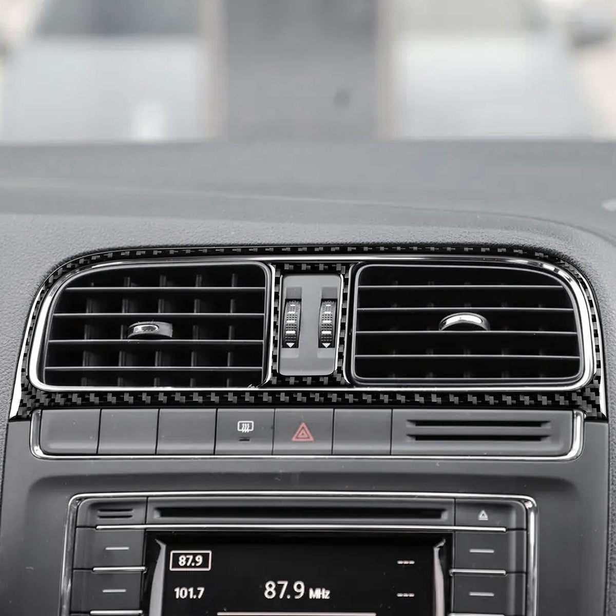 Carbon Fiber Center Air Outlet Frame Sticker Black for Volkswagen Polo 2015-2017（U.S. Stock）