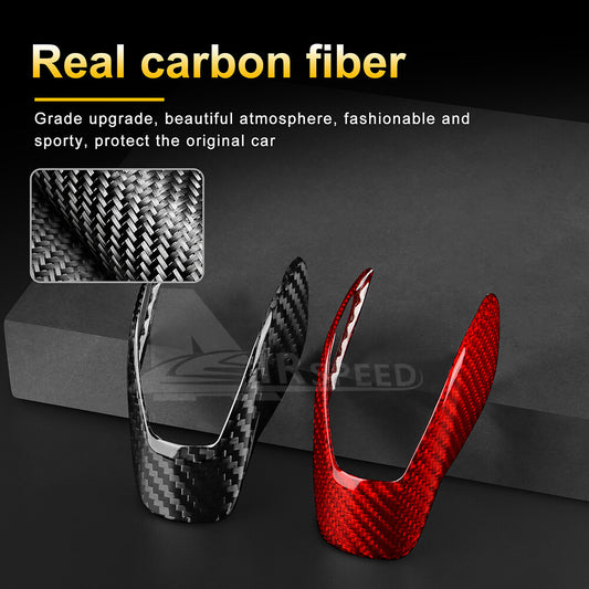 Real Hard Carbon Fiber Inner Gear Shift Knob Cover Trim For Ford Focus 2012-2018 - detail view