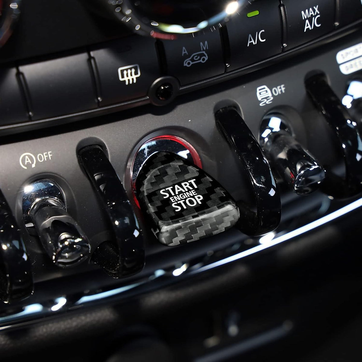 Carbon Fiber Engine Start Stop Button Sticker For Mini Cooper F54 F55 F56 F57F60 - detail view 7
