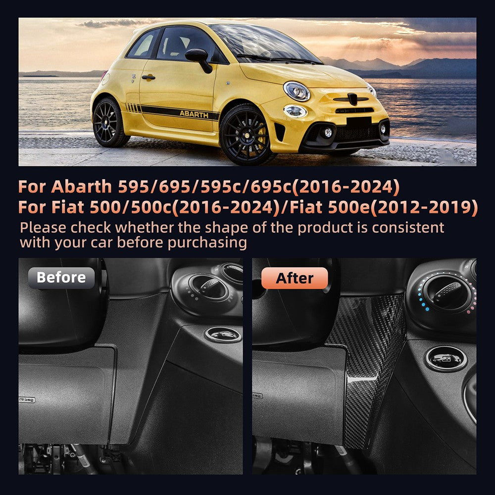 Carbon Fiber Car Dashboard Lower Right Cover for FIAT 500 Abarth 595 2016-2024 - detail view 3