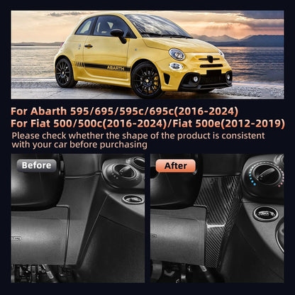 Carbon Fiber Car Dashboard Lower Right Cover for FIAT 500 Abarth 595 2016-2024 - detail view 3