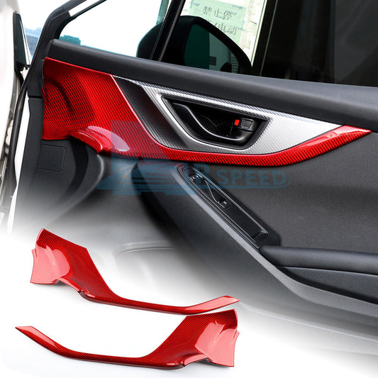 For Subaru WRX 2022-2023 REAL HARD Carbon Fiber RED Door Panel Cover 2PCS