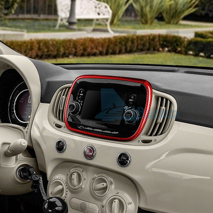 Red Center Navigation Frame Cover Carbon Fiber for FIAT 500 Abarth 595 2016-2024 - detail view 8