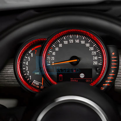 Red Speedometer Cluster Cover REAL HARD Carbon Fiber For Mini F54 F55 F56 F57 60 - detail view 4