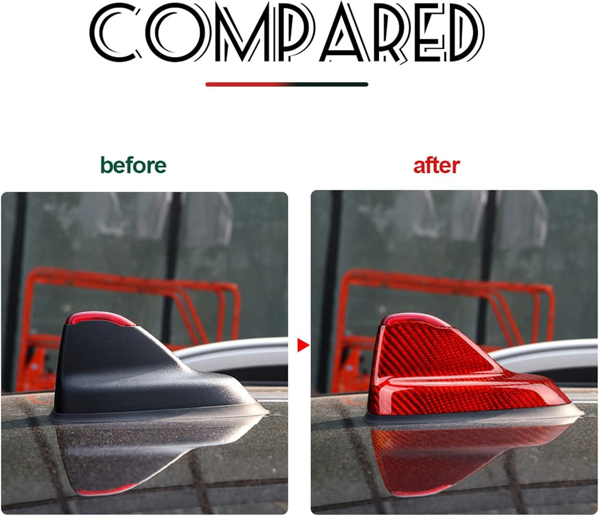 For Mini Cooper F54 F60 Red Hard Carbon Fiber Roof Antenna Shark Fin Cover Cap - detail view