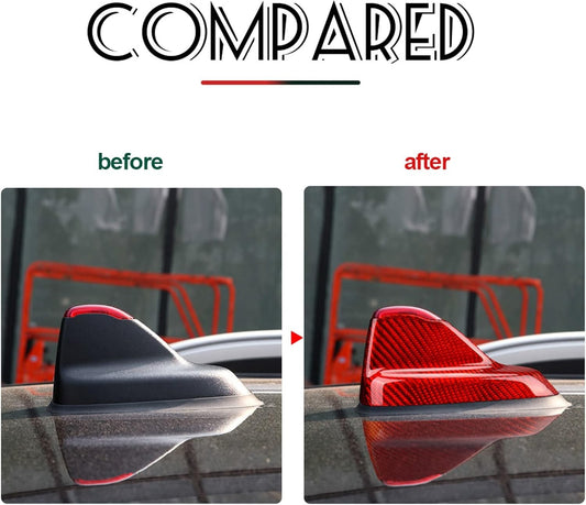 For Mini Cooper F54 F60 Red Hard Carbon Fiber Roof Antenna Shark Fin Cover Cap - detail view