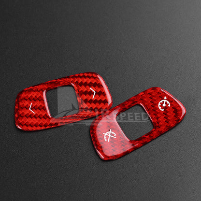 2pcs Volume Control Cover Red REAL HARD Carbon Fiber For Corvette C8 2020-2023