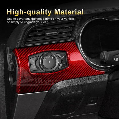 Headlight Switch Button REAL Red HARD Carbon Fiber For Ford Mustang 2015-2023 - detail view 4