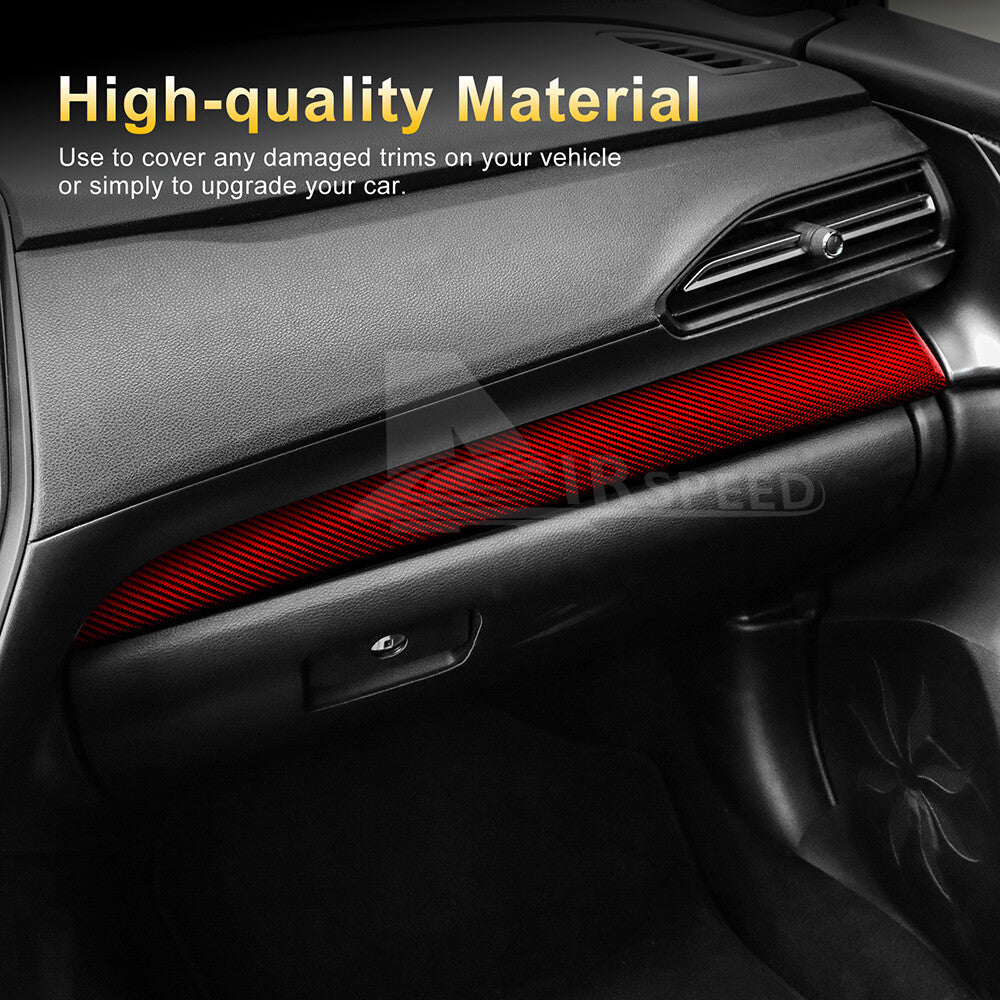 For Subaru WRX 23-24 Passenger Front Dashboard Cover REAL HARD Carbon Fiber RED - detail view 4