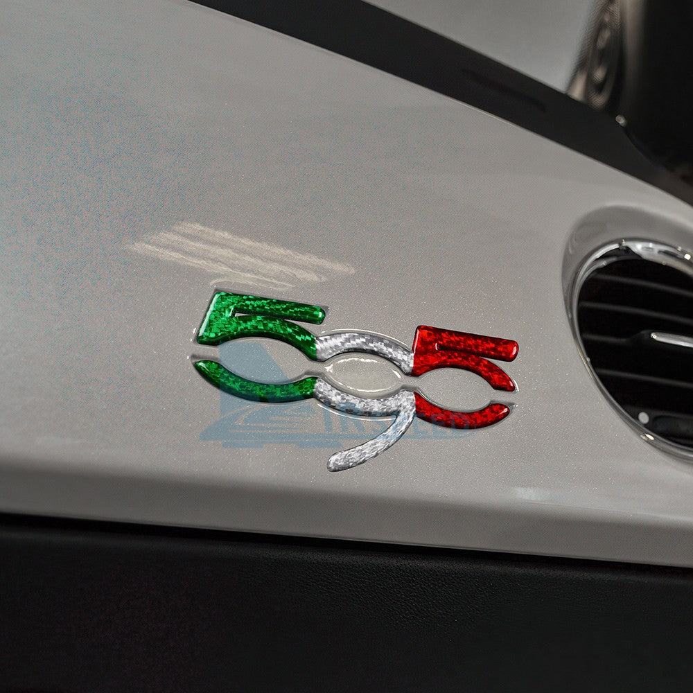 For Abarth 595 695 2012-2024 Italy Flag Carbon Fiber Co-Pilot Decor Stickers - detail view 7