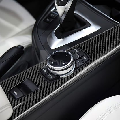 For BMW F33 F83 2013-2020 Car Center Multimedia Panel Cover Black Carbon Fiber