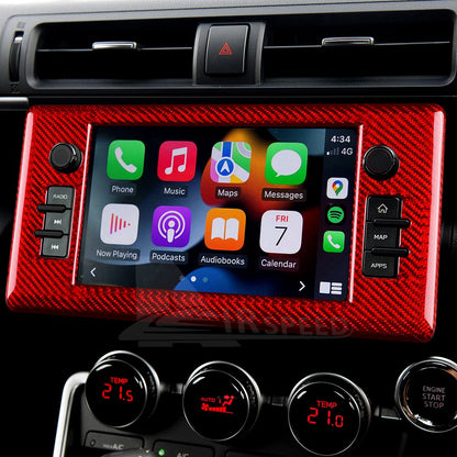 Center Screen Frame Cover Red Carbon Fiber For Toyota GR86 Subaru BRZ 2021-2025 - detail view 6