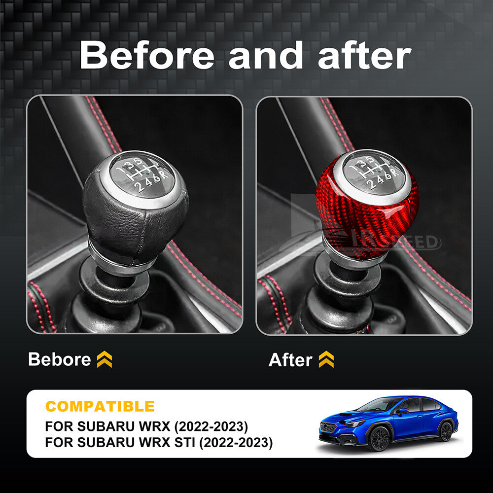 For Subaru WRX STI 22-2023 Gear Shift Knob Cover REAL HARD RED Carbon Fiber RED - detail view 3