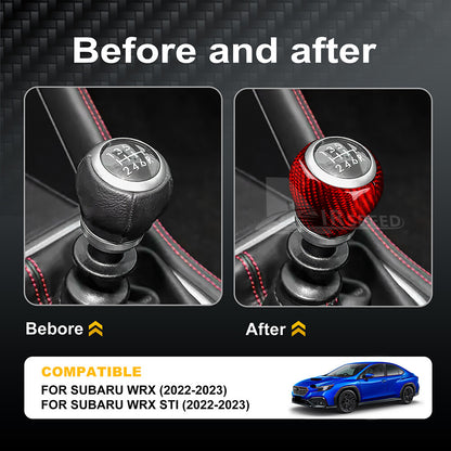 For Subaru WRX STI 22-2023 Gear Shift Knob Cover REAL HARD RED Carbon Fiber RED - detail view 3