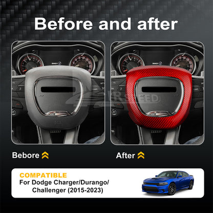 REAL HARD Carbon Fiber Steering Wheel Cover RED For Charger Durango Challenger