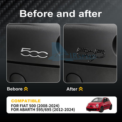 Carbon Fiber Co-Pilot Decor Stickers for Abarth 595 695 2012-2024 Fiat 500 08-24 - detail view 3