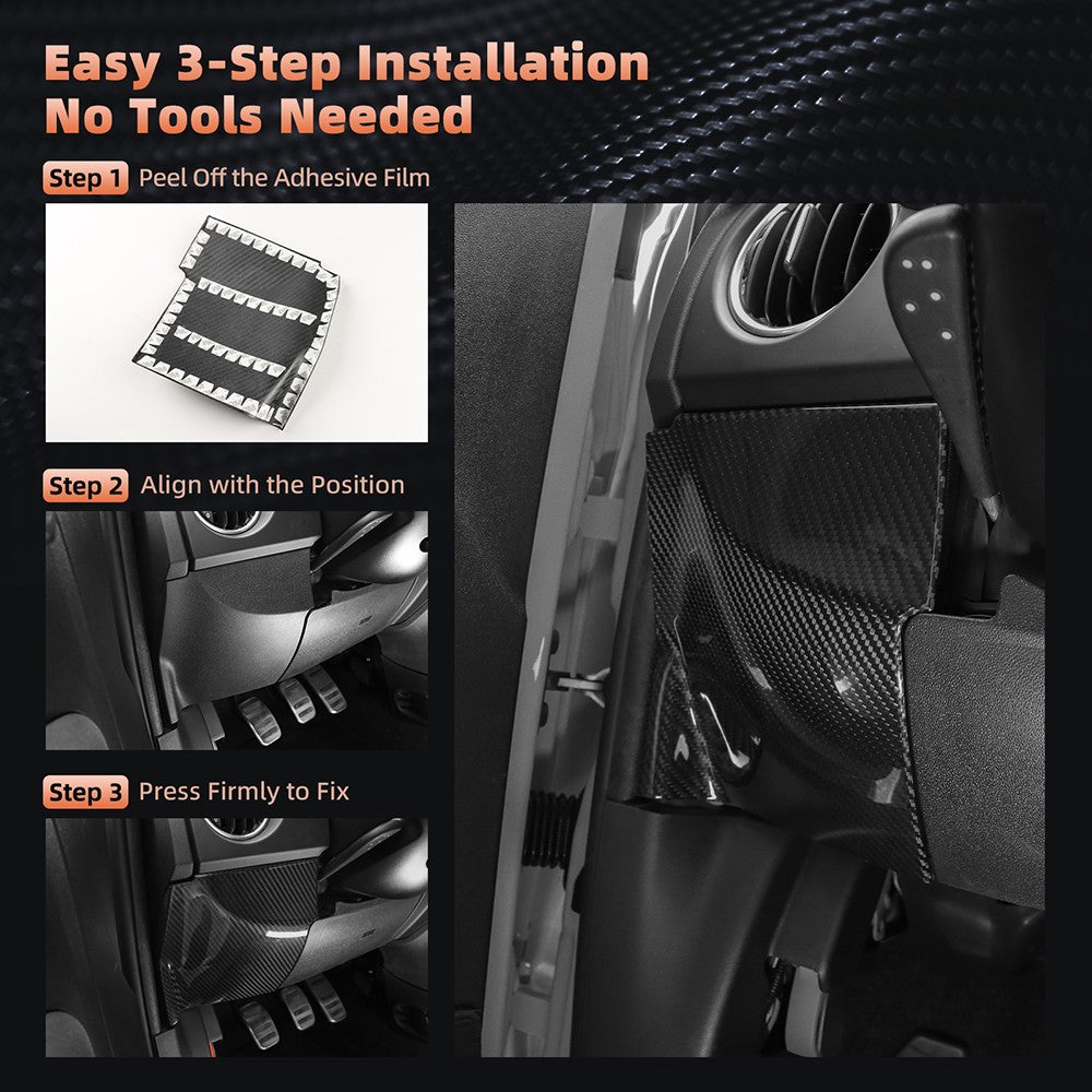 HARD Carbon Fiber Car Dashboard Left Cover for FIAT 500 Abarth 595 695 2016-2024 - detail view 4
