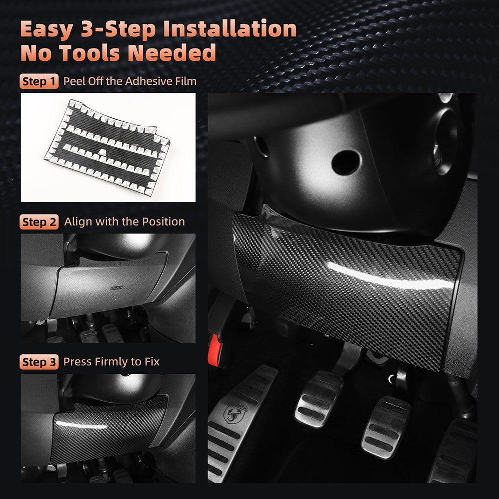 Carbon Fiber Car Driver's Side Airbag Cover for FIAT 500 Abarth 595 695 2016-24 - detail view 4