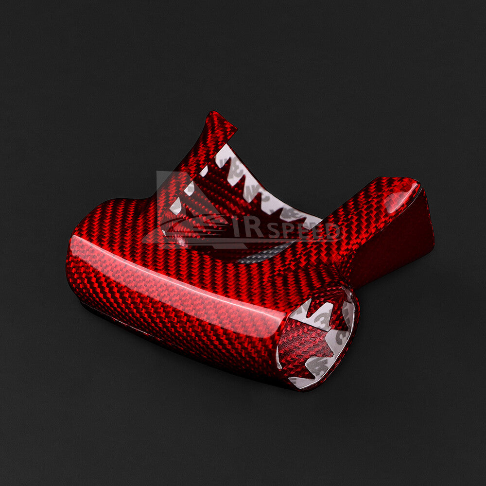 2PCS Red Steering Wheel Center Cover REAL HARD Carbon Fiber For Fiat 500 20-2023 - detail view 6
