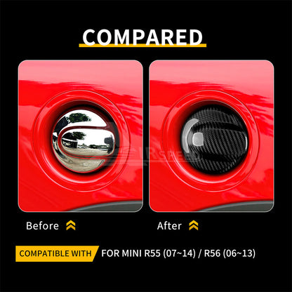 For MINI R55 2007-2014 R56 2006-2013 REAL CARBON FIBER Fuel Tank Gas Cover Caps - detail view 3
