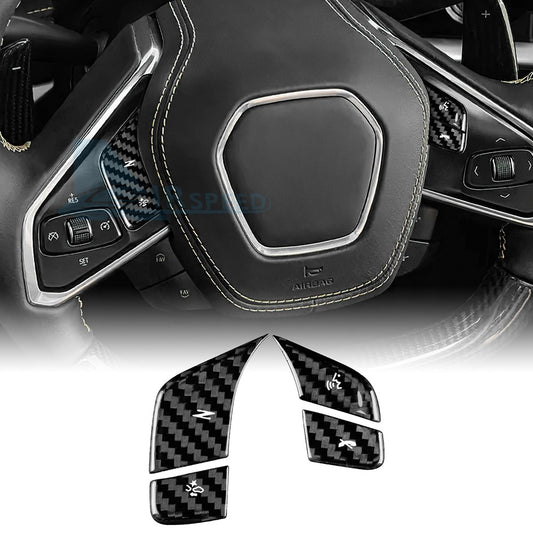 HARD Carbon Fiber Steering Wheel Voice Button Cover Fits Corvette C8 2024-2025