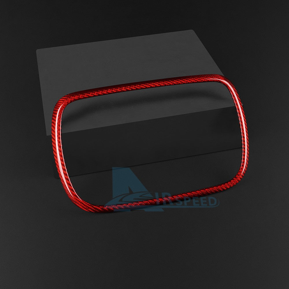 Red Center Navigation Frame Cover Carbon Fiber for FIAT 500 Abarth 595 2016-2024 - detail view 9