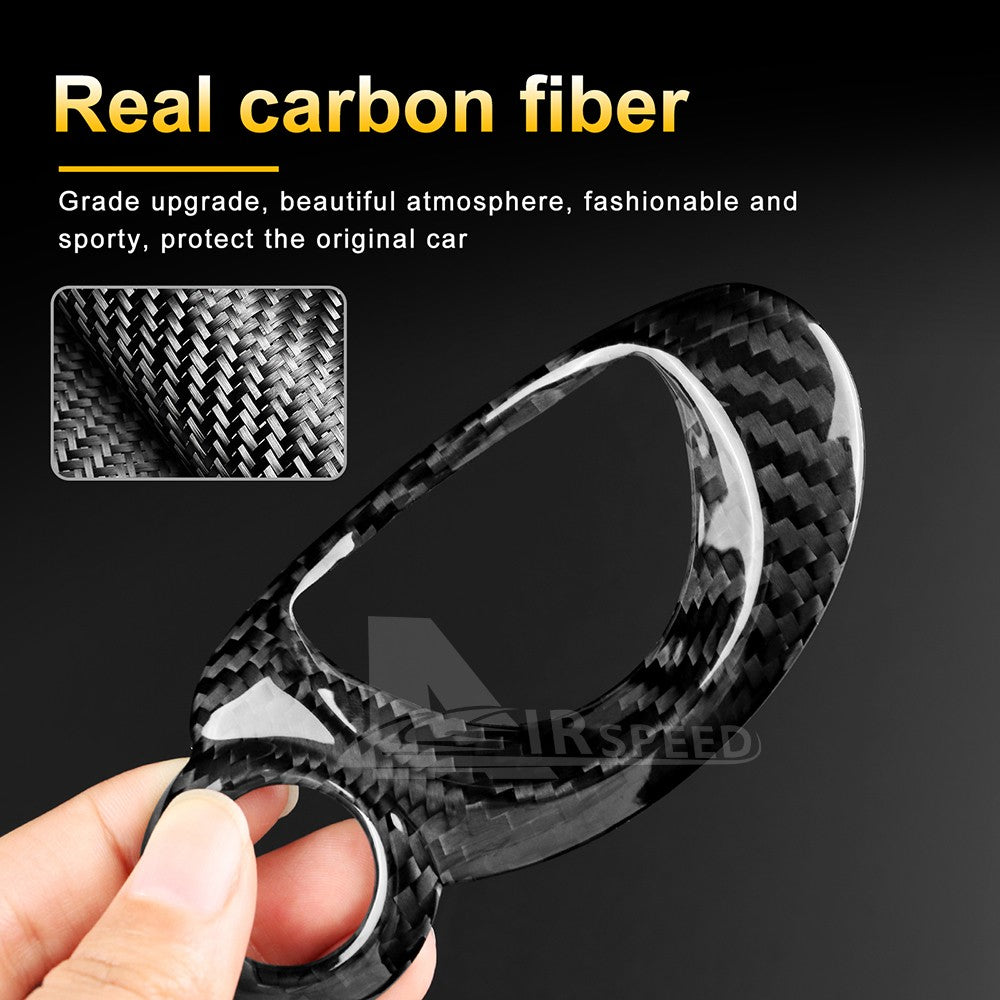 Black Hard Carbon Fiber Ignition Key Frame For MINI R55 R56 R57 R60 - detail view 6