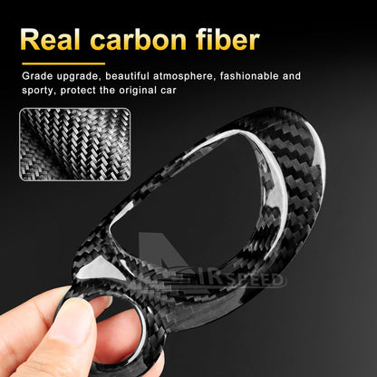 Black Hard Carbon Fiber Ignition Key Frame For MINI R55 R56 R57 R60 - detail view 6