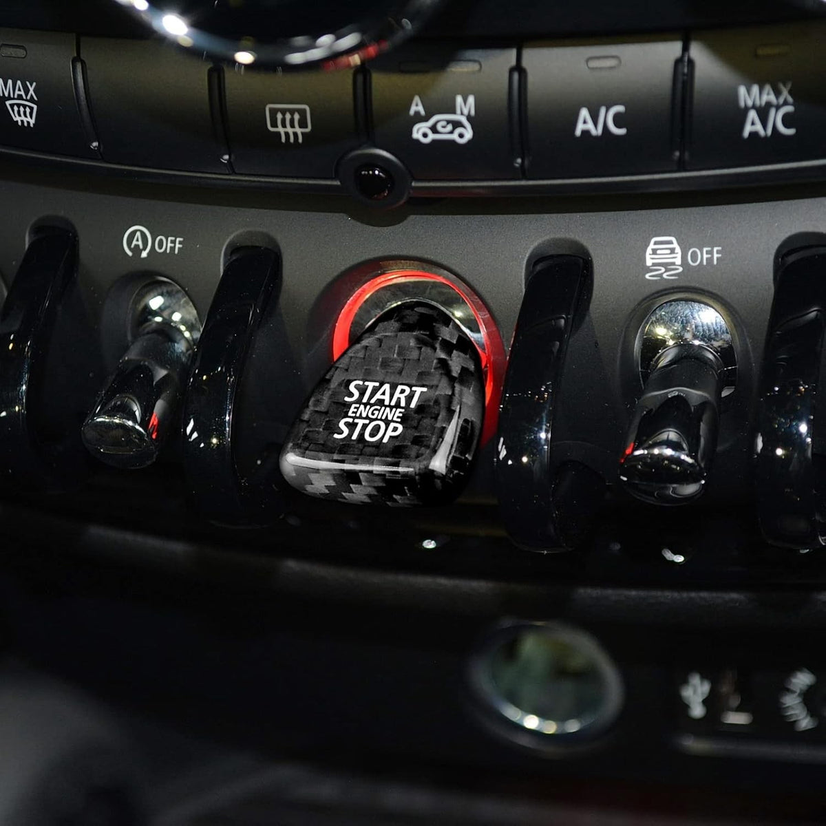 Carbon Fiber Engine Start Stop Button Sticker For Mini Cooper F54 F55 F56 F57F60 - detail view 8