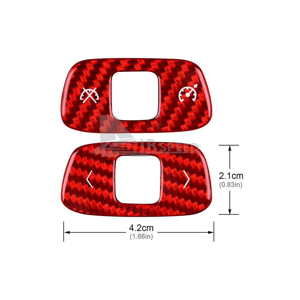 2pcs Volume Control Cover Red REAL HARD Carbon Fiber For Corvette C8 2020-2023