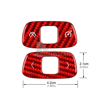 2pcs Volume Control Cover Red REAL HARD Carbon Fiber For Corvette C8 2020-2023