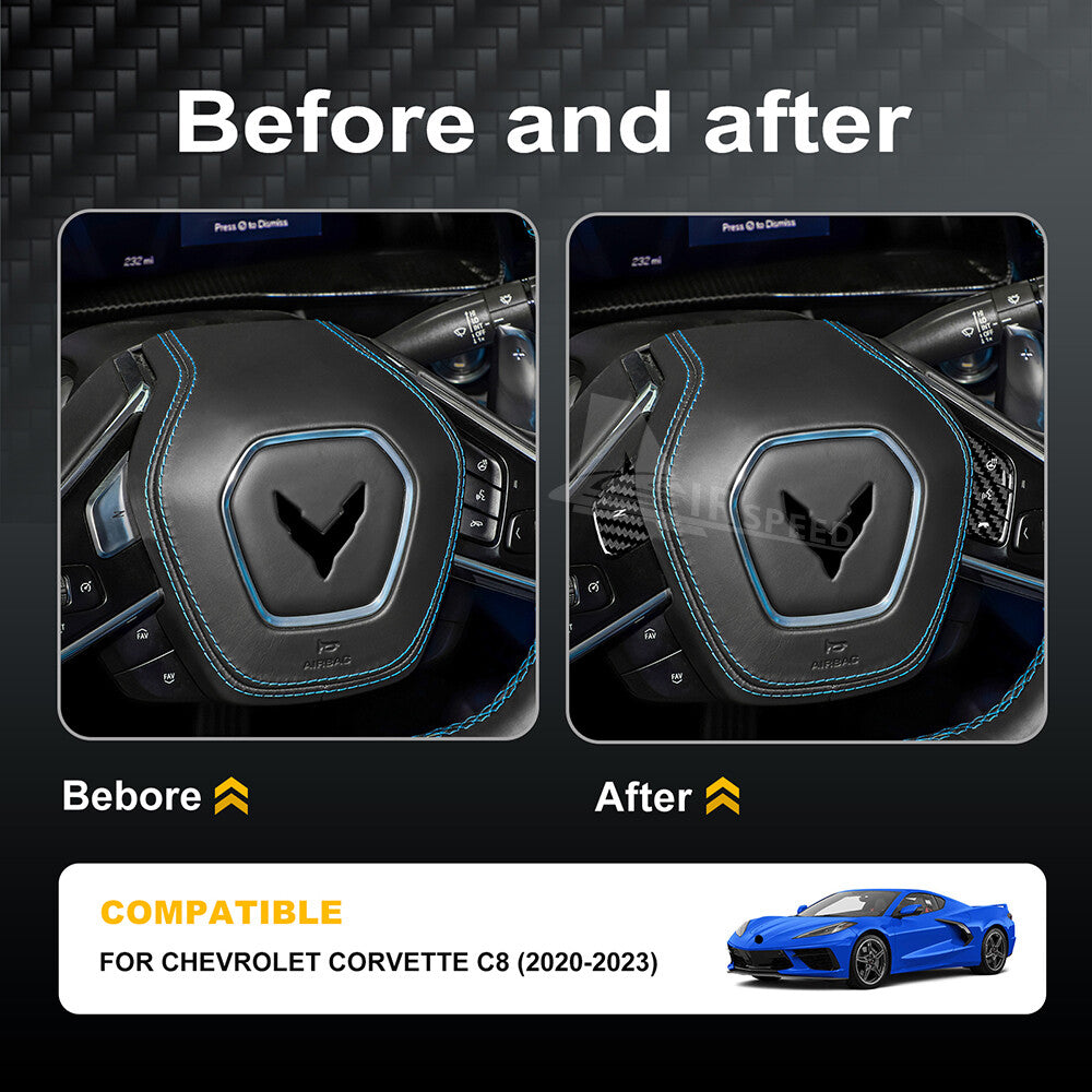 For Corvette C8 20-2023 Steering Wheel Switch Panel Cover REAL HARD Carbon Fiber