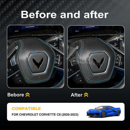For Corvette C8 20-2023 Steering Wheel Switch Panel Cover REAL HARD Carbon Fiber