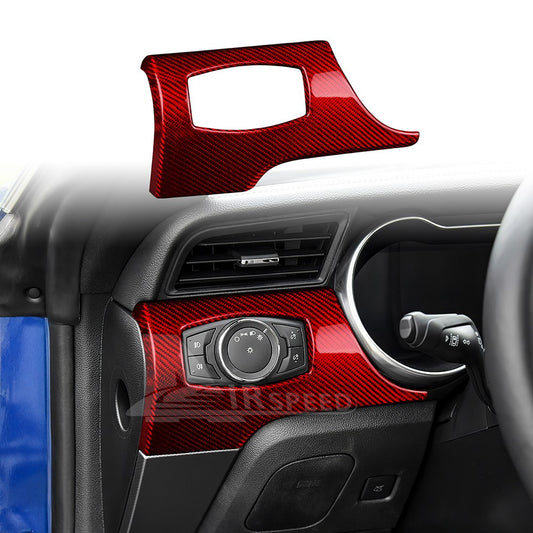 Headlight Switch Button REAL Red HARD Carbon Fiber For Ford Mustang 2015-2023 - product view