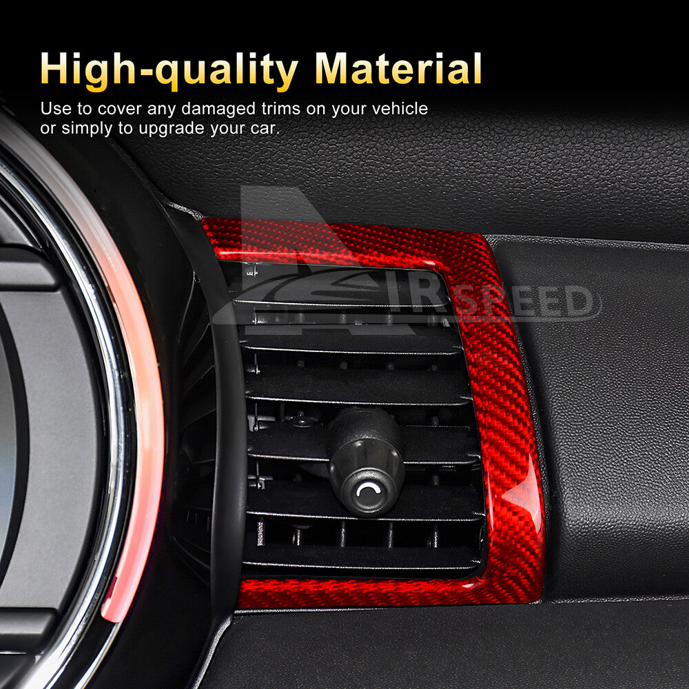 For Mini F55 F56 F57 2014-2021 REAL HARD Carbon Fiber Air Vent Outlet Cover RED - detail view 6