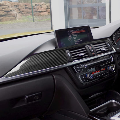 For BMW F30, F31, F32, F33, F34 & F36 Center Console Dashboard Strip Trim, Carbon Fiber - detail view 3